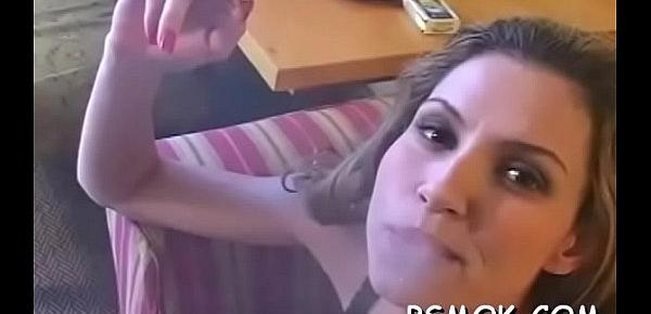  Lustful teenager smoking and taking her clothes off